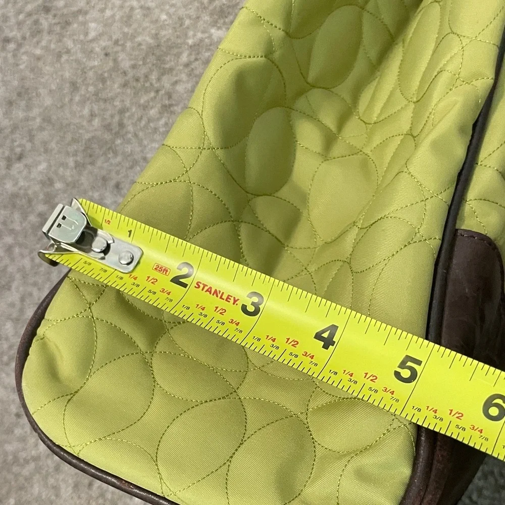 Chelsey Henry Quilted Laptop Tote Bag – Green with Brown Trim | Like new